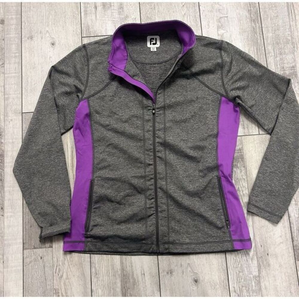 Footjoy Jacket Womens‎ Medium Gray Heathered Purple Mock Neck Monogram
